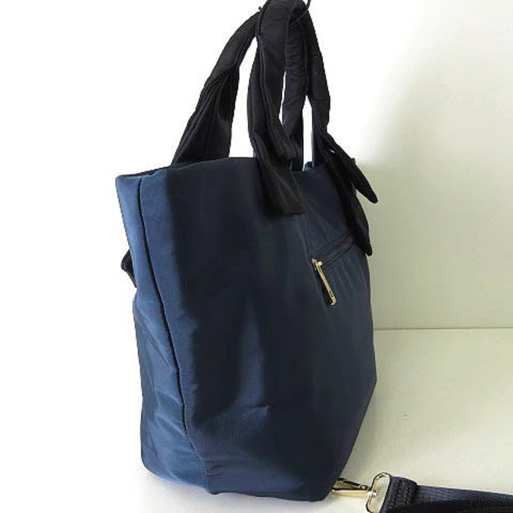 Honfleur Bag Boat shaped Tote Shoulder Navy Blue Black Handbag Purse